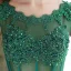 Chic / Beautiful Dark Green Evening Dresses  2017 A-Line / Princess Scoop Neck Sleeveless Appliques Flower Pearl Sequins Beading Chapel Train Ruffle Pierced Backless Formal Dresses