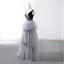 Modern / Fashion Grey Black Prom Dresses 2018 A-Line / Princess See-through Scoop Neck Sleeveless Floor-Length / Long Backless Cascading Ruffles Formal Dresses