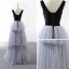 Modern / Fashion Grey Black Prom Dresses 2018 A-Line / Princess See-through Scoop Neck Sleeveless Floor-Length / Long Backless Cascading Ruffles Formal Dresses