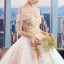 Schöne Weiß Brautkleider 2018 Ballkleid Off Shoulder Kurze Ärmel Rückenfreies Gold Applikationen Mit Spitze Perlenstickerei Kathedrale Schleppe Rüschen