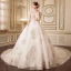 Elegante Champagner Brautkleider 2018 Ballkleid Durchsichtige V-Ausschnitt Ärmellos Rückenfreies Applikationen Mit Spitze Perlenstickerei Kathedrale Schleppe Rüschen