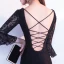 Modern / Fashion Black Evening Dresses  2017 Trumpet / Mermaid Pearl V-Neck 3/4 Sleeve Floor-Length / Long Ruffle Backless Formal Dresses