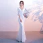 Modern / Fashion Black Evening Dresses  2017 Trumpet / Mermaid Pearl V-Neck 3/4 Sleeve Floor-Length / Long Ruffle Backless Formal Dresses