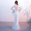 Modern / Fashion Black Evening Dresses  2017 Trumpet / Mermaid Pearl V-Neck 3/4 Sleeve Floor-Length / Long Ruffle Backless Formal Dresses