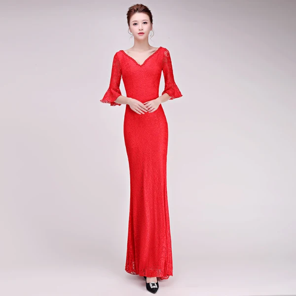 Modern / Fashion Black Evening Dresses 2017 Trumpet / Mermaid Pearl V-Neck 3/4 Sleeve Floor-Length / Long Ruffle Backless Formal Dresses