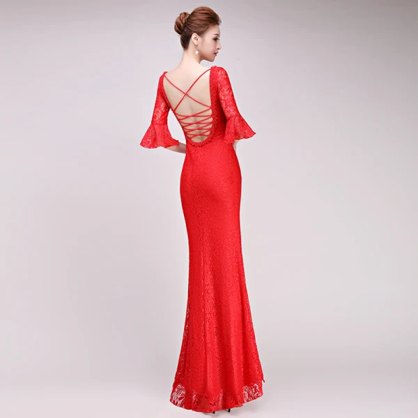 Modern / Fashion Black Evening Dresses 2017 Trumpet / Mermaid Pearl V-Neck 3/4 Sleeve Floor-Length / Long Ruffle Backless Formal Dresses