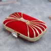 Chic / Beautiful Red Suede Rhinestone Metal Bow Clutch Bags 2018