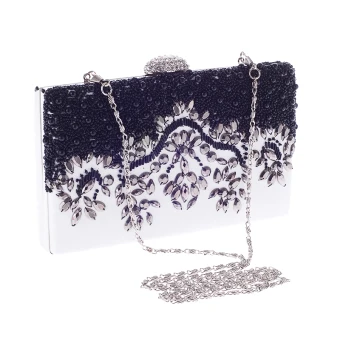 Chic Beautiful Ivory Beading Pearl Rhinestone Metal Clutch Bags 2018