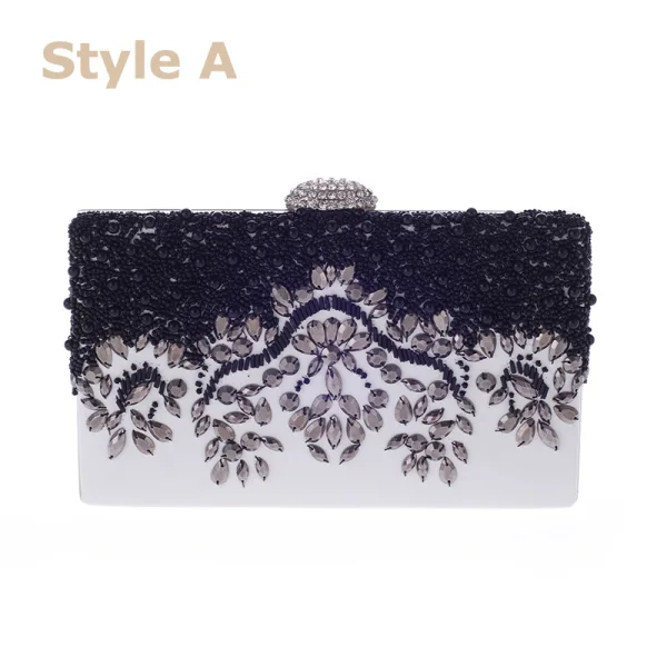 Chic / Belle Ivoire Perlage Perle Faux Diamant Métal Pochette 2018