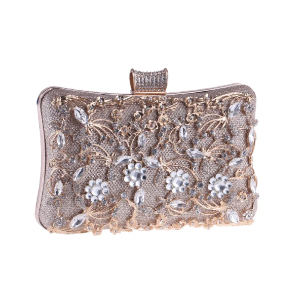 Mote Champagne Glitter Rhinestone Metall Håndvesken 2018