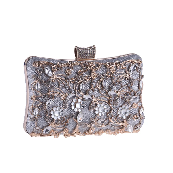 Mote Champagne Glitter Rhinestone Metall Håndvesken 2018