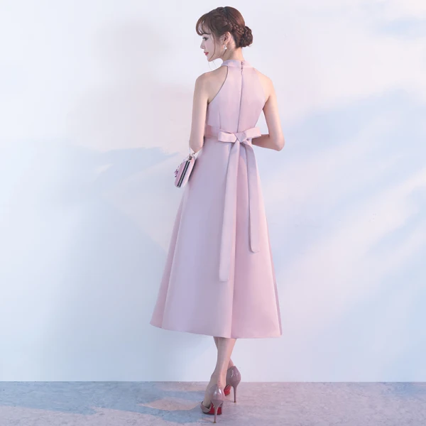 Classic Candy Pink Homecoming Graduation Dresses 2017 A-Line / Princess High Neck Sleeveless Strapless Sash Tea-length Ruffle Formal Dresses