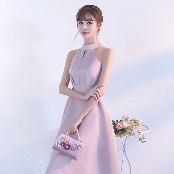 Classic Candy Pink Homecoming Graduation Dresses 2017 A-Line / Princess High Neck Sleeveless Strapless Sash Tea-length Ruffle Formal Dresses