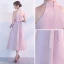 Classic Candy Pink Homecoming Graduation Dresses 2017 A-Line / Princess High Neck Sleeveless Strapless Sash Tea-length Ruffle Formal Dresses