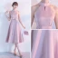 Classic Candy Pink Homecoming Graduation Dresses 2017 A-Line / Princess High Neck Sleeveless Strapless Sash Tea-length Ruffle Formal Dresses