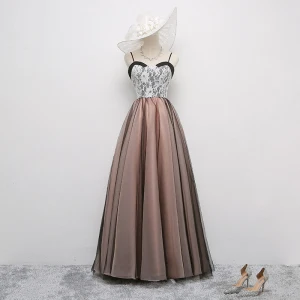 Chic Beautiful Black Pearl Pink Prom Dresses 2017 A Line Princess Spaghetti Straps Sleeveless Floor Length Long Ruffle Backless Formal Dresses