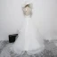 Chic / Beautiful Outdoor / Garden White Wedding Dresses 2017 A-Line / Princess Scoop Neck Sleeveless Pearl Pierced Backless Sweep Train Cascading Ruffles