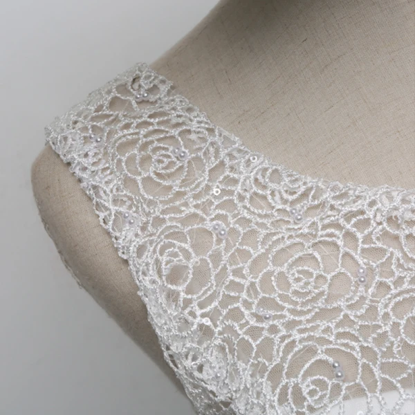 Chic / Beautiful Outdoor / Garden White Wedding Dresses 2017 A-Line / Princess Scoop Neck Sleeveless Pearl Pierced Backless Sweep Train Cascading Ruffles