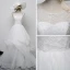 Chic / Beautiful Outdoor / Garden White Wedding Dresses 2017 A-Line / Princess Scoop Neck Sleeveless Pearl Pierced Backless Sweep Train Cascading Ruffles