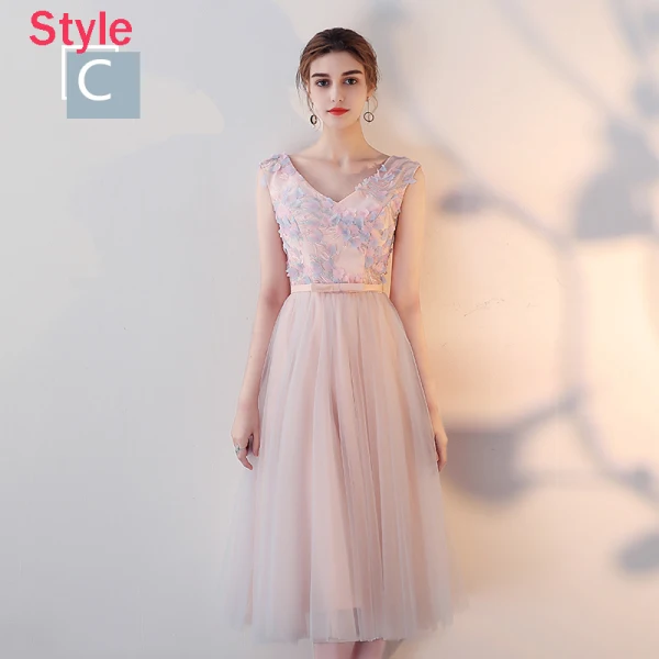 Fine Perle Rosa Brudepikekjoler 2018 Prinsesse Appliques Blomst Sløyfe Sash Te-lengde Buste Ryggløse Kjoler Til Bryllup