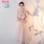 Fine Perle Rosa Brudepikekjoler 2018 Prinsesse Appliques Blomst Sløyfe Sash Te-lengde Buste Ryggløse Kjoler Til Bryllup