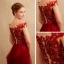 Chic / Beautiful Formal Dresses Evening Dresses  2017 Lace Beading Appliques Backless Short Sleeve Square Neckline Court Train Burgundy A-Line / Princess