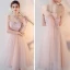 Fine Perle Rosa Brudepikekjoler 2018 Prinsesse Appliques Blomst Sløyfe Sash Te-lengde Buste Ryggløse Kjoler Til Bryllup