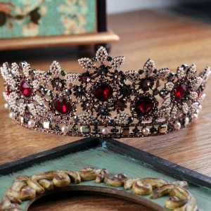 Vintage Barocke Burgunderrot Perle Strass Legierung Hochzeit Haarschmuck Braut 2023