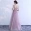 Elegant Lavender Evening Dresses  2017 A-Line / Princess Scoop Neck Sleeveless Appliques Flower Floor-Length / Long Ruffle Backless Formal Dresses