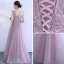 Elegant Lavender Evening Dresses  2017 A-Line / Princess Scoop Neck Sleeveless Appliques Flower Floor-Length / Long Ruffle Backless Formal Dresses