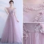 Elegant Lavender Evening Dresses  2017 A-Line / Princess Scoop Neck Sleeveless Appliques Flower Floor-Length / Long Ruffle Backless Formal Dresses