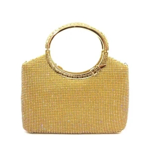 Sparkly Gold Rhinestone Evening Party Clutch Bags 2023