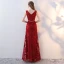 Modern / Fashion Red Evening Dresses  2017 Trumpet / Mermaid V-Neck Sleeveless Embroidered Metal Sash Split Front Ankle Length Backless Formal Dresses