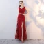 Modern / Fashion Red Evening Dresses  2017 Trumpet / Mermaid V-Neck Sleeveless Embroidered Metal Sash Split Front Ankle Length Backless Formal Dresses