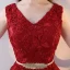 Modern / Fashion Red Evening Dresses  2017 Trumpet / Mermaid V-Neck Sleeveless Embroidered Metal Sash Split Front Ankle Length Backless Formal Dresses