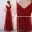 Modern / Fashion Red Evening Dresses  2017 Trumpet / Mermaid V-Neck Sleeveless Embroidered Metal Sash Split Front Ankle Length Backless Formal Dresses