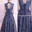 Chinese style Navy Blue Evening Dresses  2017 A-Line / Princess Amazing / Unique High Neck Sleeveless Sash Floor-Length / Long Ruffle Backless Formal Dresses