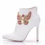 Style Chinois Blanche Faux Diamant Papillon Mariage Bottes 2025 11 cm Talons Aiguilles À Bout Pointu Chaussure De Mariée