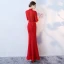 Chinese style Black Evening Dresses  2017 Trumpet / Mermaid High Neck 1/2 Sleeves Appliques Lace Floor-Length / Long Ruffle Backless Formal Dresses