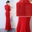 Chinese style Black Evening Dresses  2017 Trumpet / Mermaid High Neck 1/2 Sleeves Appliques Lace Floor-Length / Long Ruffle Backless Formal Dresses