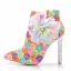 Eye-catching Multi-Colors Lace Flower Appliques Prom Womens Boots 2025 11 cm Stiletto Heels Pointed Toe Boots