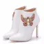 Style Chinois Blanche Faux Diamant Papillon Mariage Bottes 2025 11 cm Talons Aiguilles À Bout Pointu Chaussure De Mariée