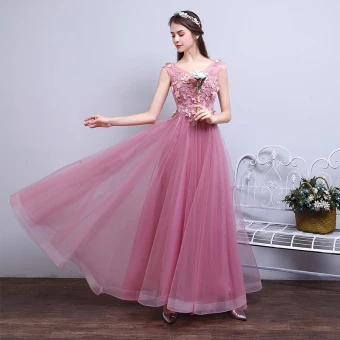 Chic Belle Rose Bonbon Robe De Soirée 2017 Princesse Encolure Dégagée Sans Manches Appliques Fleur Perle Longue Volants Percé Dos Nu Robe De Ceremonie