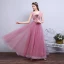 Chic / Beautiful Candy Pink Evening Dresses  2017 A-Line / Princess Scoop Neck Sleeveless Appliques Flower Pearl Floor-Length / Long Ruffle Pierced Backless Formal Dresses