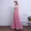 Chic / Beautiful Candy Pink Evening Dresses  2017 A-Line / Princess Scoop Neck Sleeveless Appliques Flower Pearl Floor-Length / Long Ruffle Pierced Backless Formal Dresses