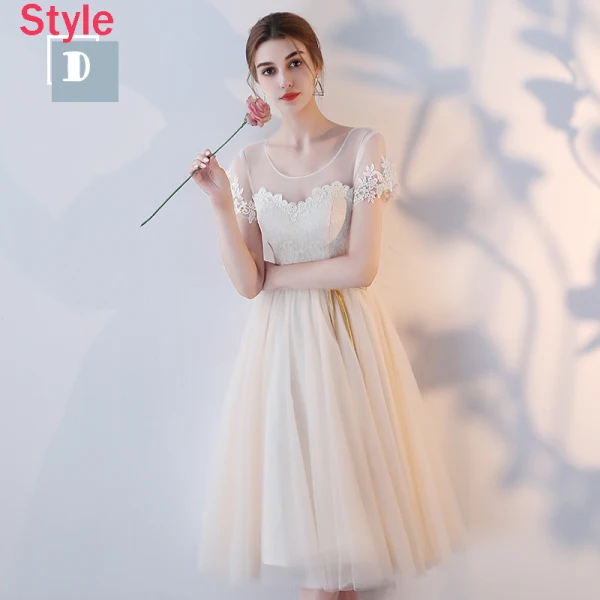 Abordable Champagne Transparentes Robe Demoiselle D'honneur 2018 Princesse Ceinture Thé Longueur Volants Dos Nu Robe Pour Mariage