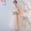 Abordable Champagne Transparentes Robe Demoiselle D'honneur 2018 Princesse Ceinture Thé Longueur Volants Dos Nu Robe Pour Mariage