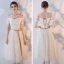 Abordable Champagne Transparentes Robe Demoiselle D'honneur 2018 Princesse Ceinture Thé Longueur Volants Dos Nu Robe Pour Mariage