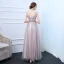Chic / Beautiful Lavender Pearl Pink Evening Dresses  2017 A-Line / Princess V-Neck Sleeveless Appliques Flower Crystal Floor-Length / Long Ruffle Backless Formal Dresses