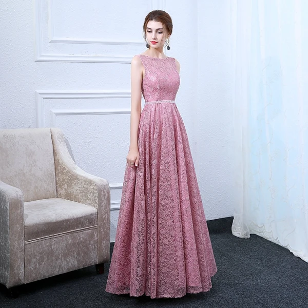 Chic / Belle Rose Bonbon Robe De Soirée 2017 Princesse Encolure Carrée Sans Manches Cristal Ceinture Longue Volants Dos Nu Robe De Ceremonie